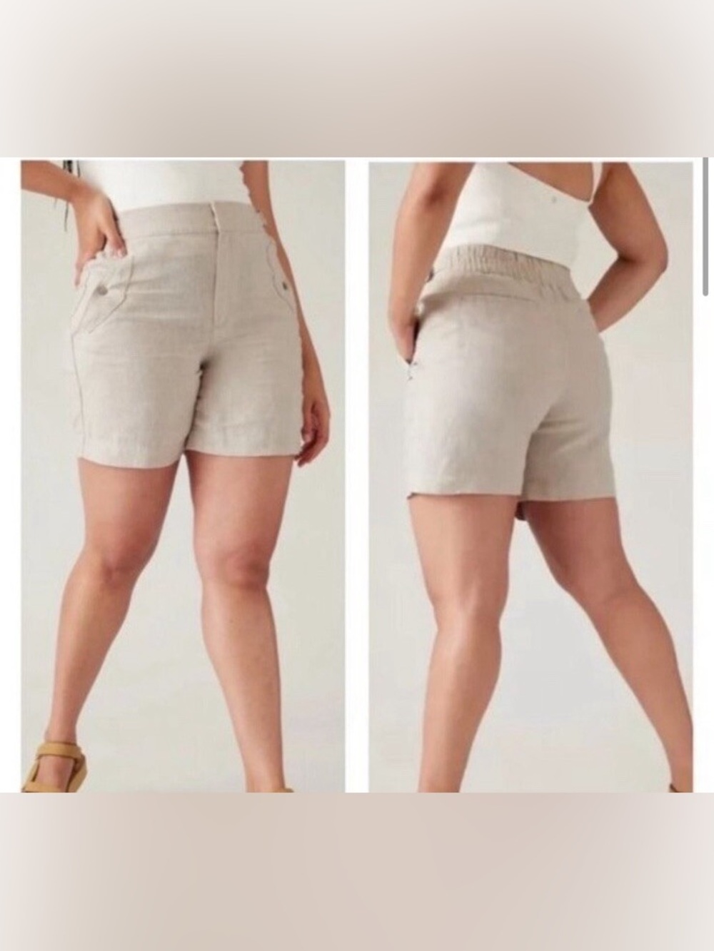 Athleta voyager linen shorts vacation beach resortwear quiet‎ luxury old money